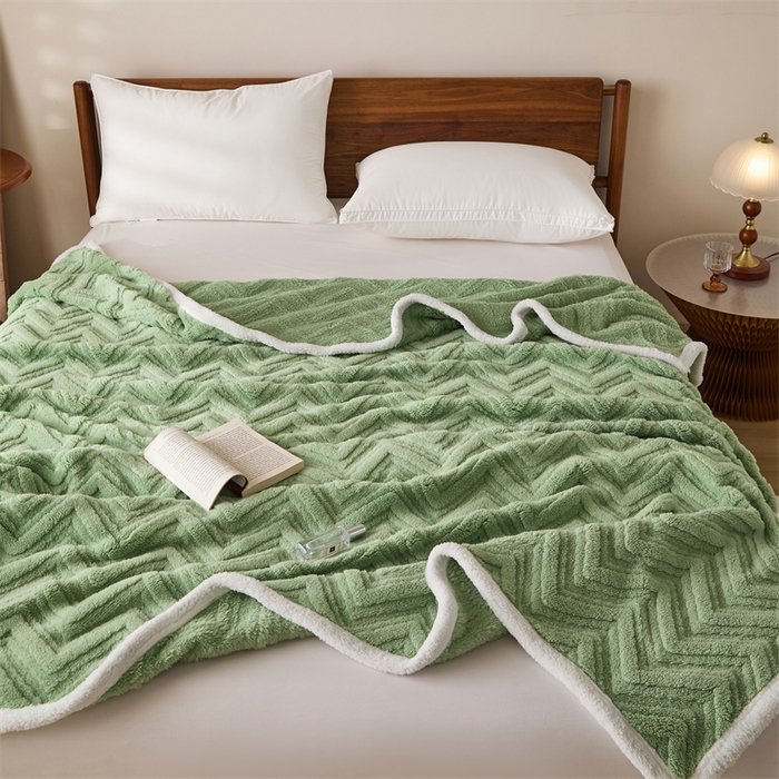 91家纺网 家纺一手货源 找家纺 （总）梵心家纺 2025新款塔芙绒三层提花毛毯舒棉绒剪花双面毯子盖毯320g高克重毛毯-直播跨境电商