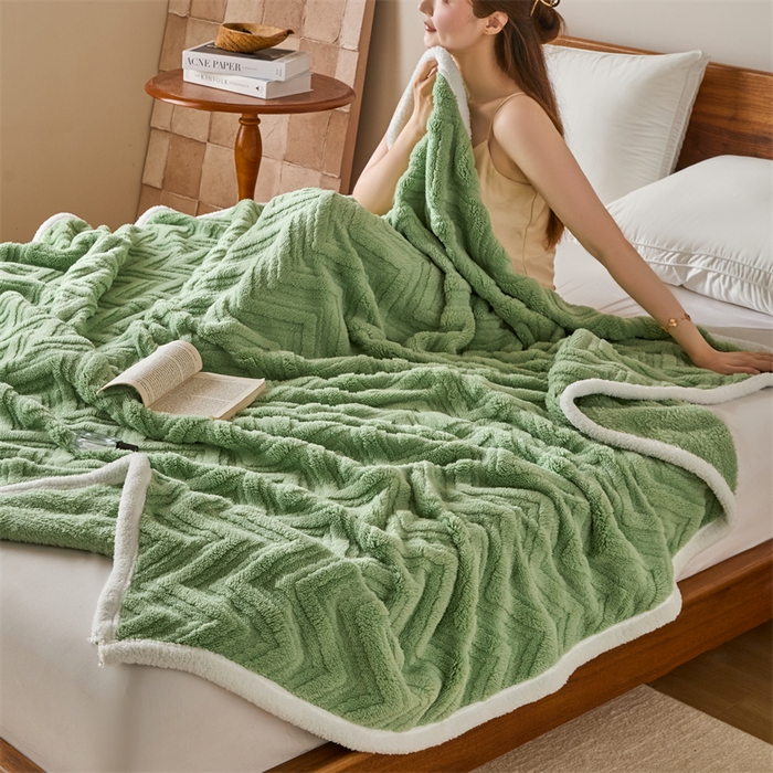 91家纺网 家纺一手货源 找家纺 （总）梵心家纺 2025新款塔芙绒三层提花毛毯舒棉绒剪花双面毯子盖毯320g高克重毛毯-直播跨境电商