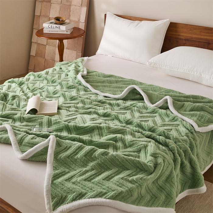 91家纺网 家纺一手货源 找家纺 （总）梵心家纺 2025新款塔芙绒三层提花毛毯舒棉绒剪花双面毯子盖毯320g高克重毛毯-直播跨境电商