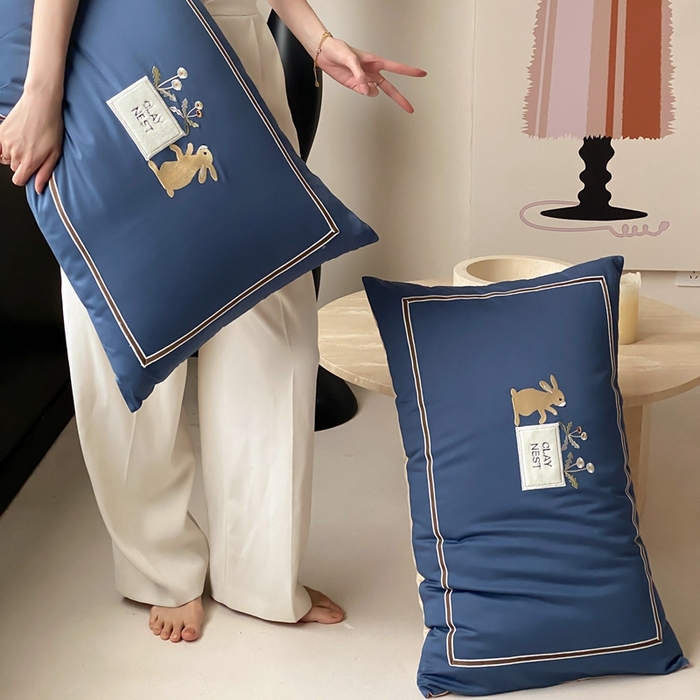 91家纺网 家纺一手货源 找家纺 （总）初拾 2025新款100s全棉纯棉治愈系绣花四件套-雏菊兔