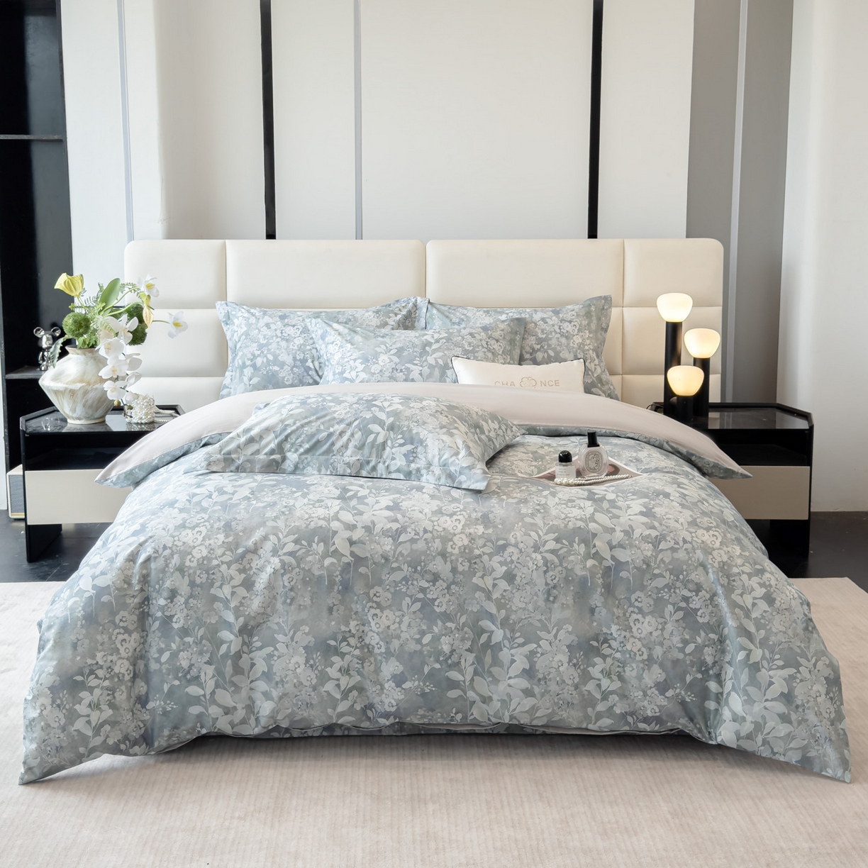 91家纺网 家纺一手货源 找家纺 （总）洺兰家居 2025新款高支高密轻奢数码印花四件套长绒棉纯棉四件套