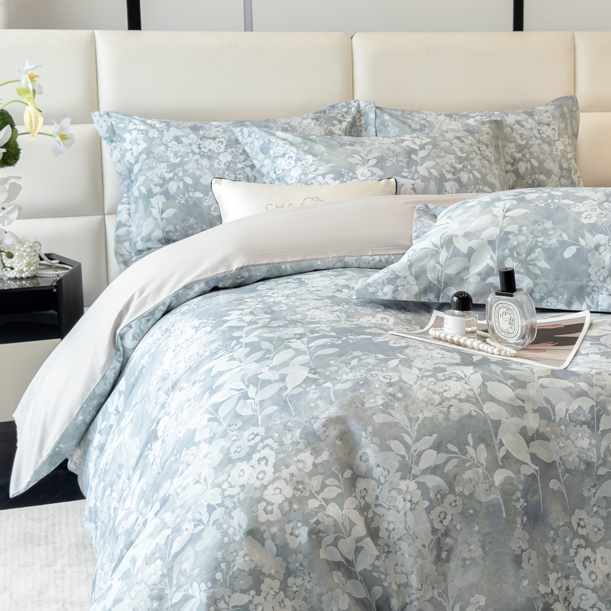 91家纺网 家纺一手货源 找家纺 （总）洺兰家居 2025新款高支高密轻奢数码印花四件套长绒棉纯棉四件套