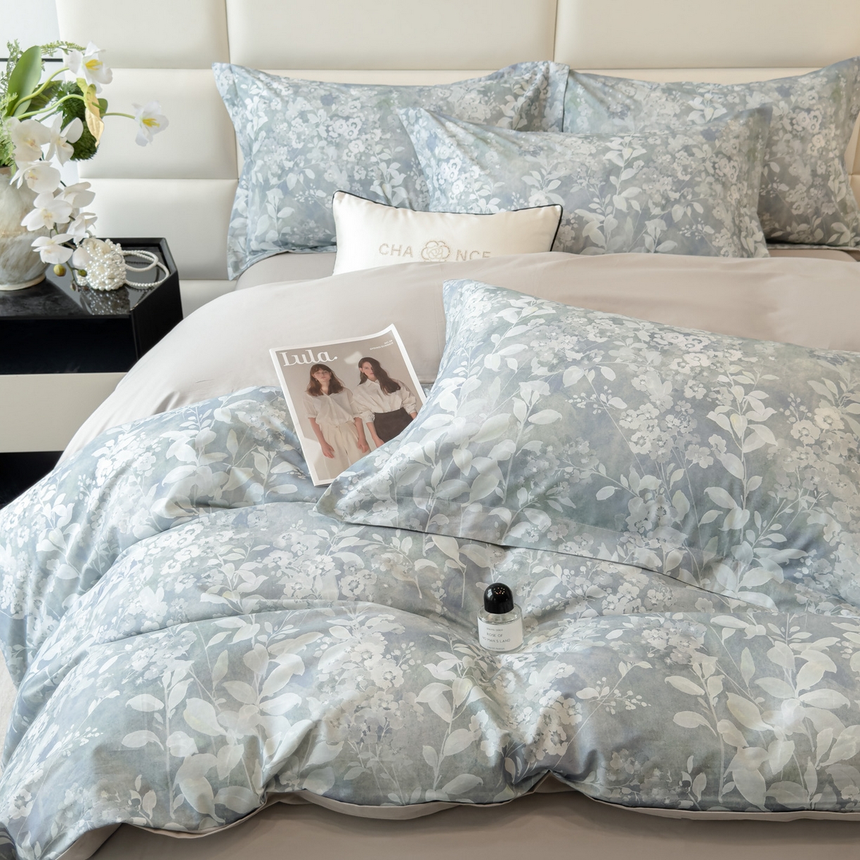 91家纺网 家纺一手货源 找家纺 （总）洺兰家居 2025新款高支高密轻奢数码印花四件套长绒棉纯棉四件套