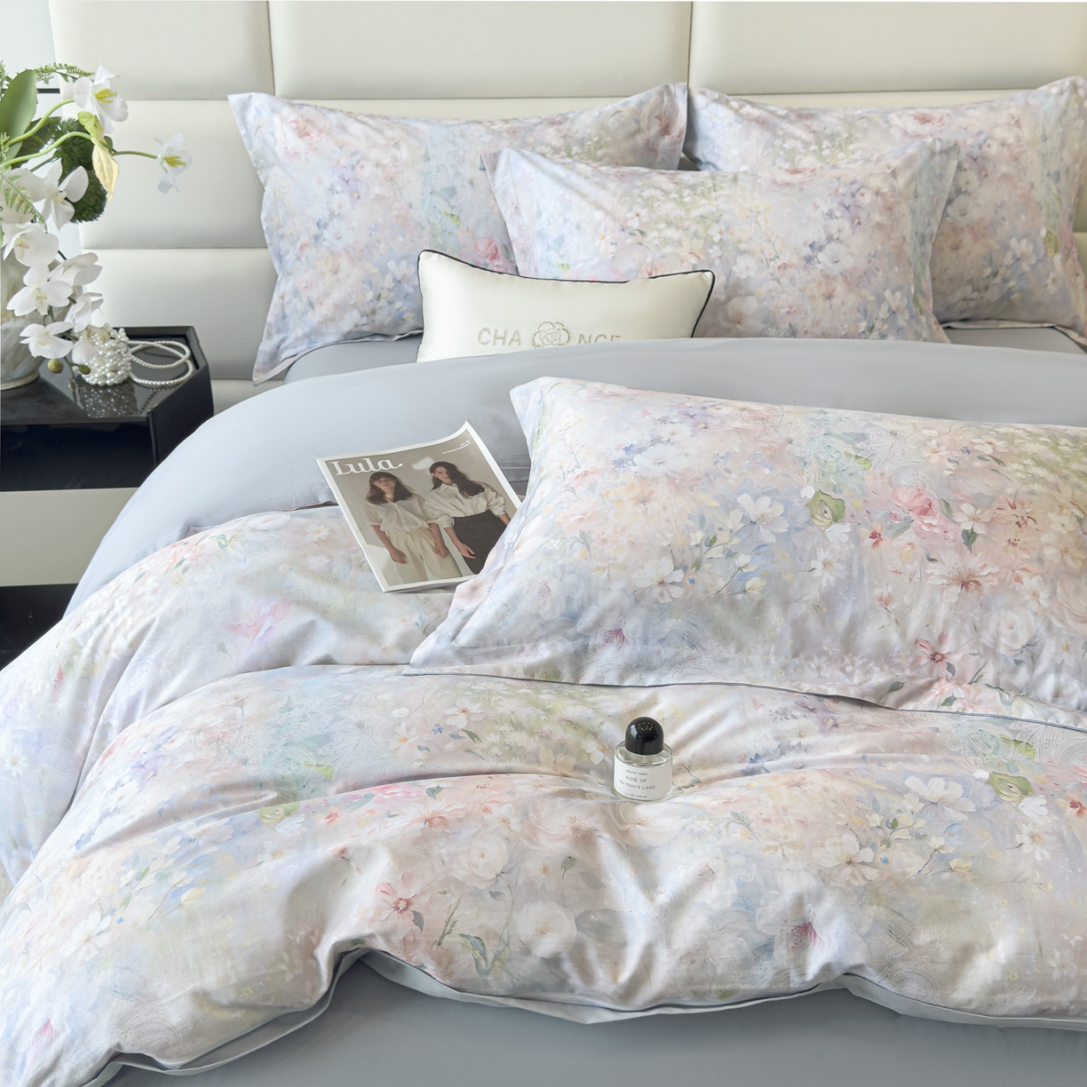 91家纺网 家纺一手货源 找家纺 （总）洺兰家居 2025新款高支高密轻奢数码印花四件套长绒棉纯棉四件套