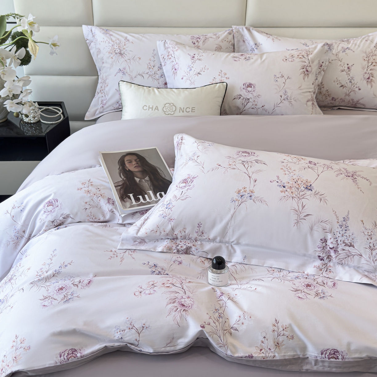 91家纺网 家纺一手货源 找家纺 （总）洺兰家居 2025新款高支高密轻奢数码印花四件套长绒棉纯棉四件套