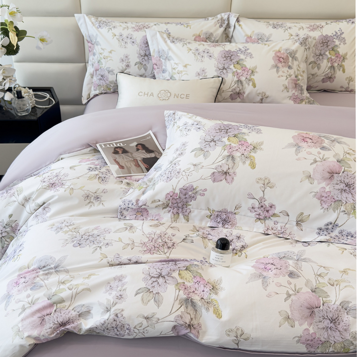 91家纺网 家纺一手货源 找家纺 （总）洺兰家居 2025新款高支高密轻奢数码印花四件套长绒棉纯棉四件套