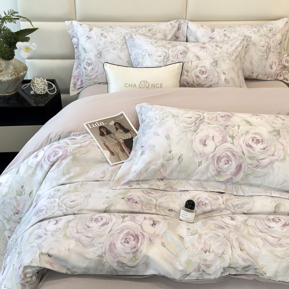 91家纺网 家纺一手货源 找家纺 （总）洺兰家居 2025新款高支高密轻奢数码印花四件套长绒棉纯棉四件套