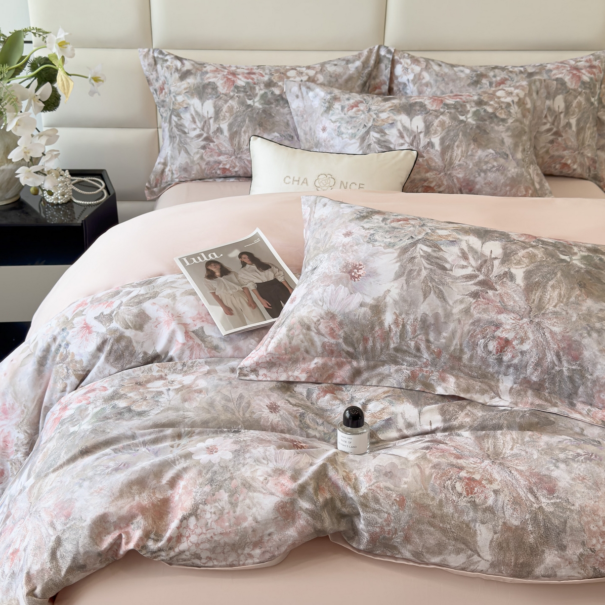 91家纺网 家纺一手货源 找家纺 （总）洺兰家居 2025新款高支高密轻奢数码印花四件套长绒棉纯棉四件套