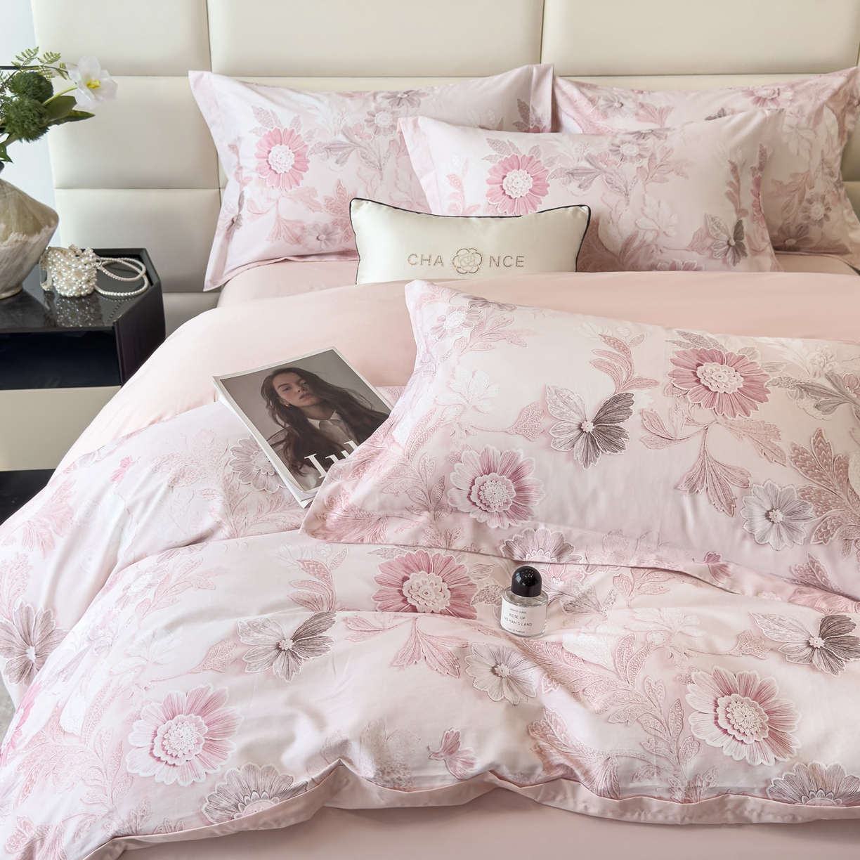 91家纺网 家纺一手货源 找家纺 （总）洺兰家居 2025新款高支高密轻奢数码印花四件套长绒棉纯棉四件套