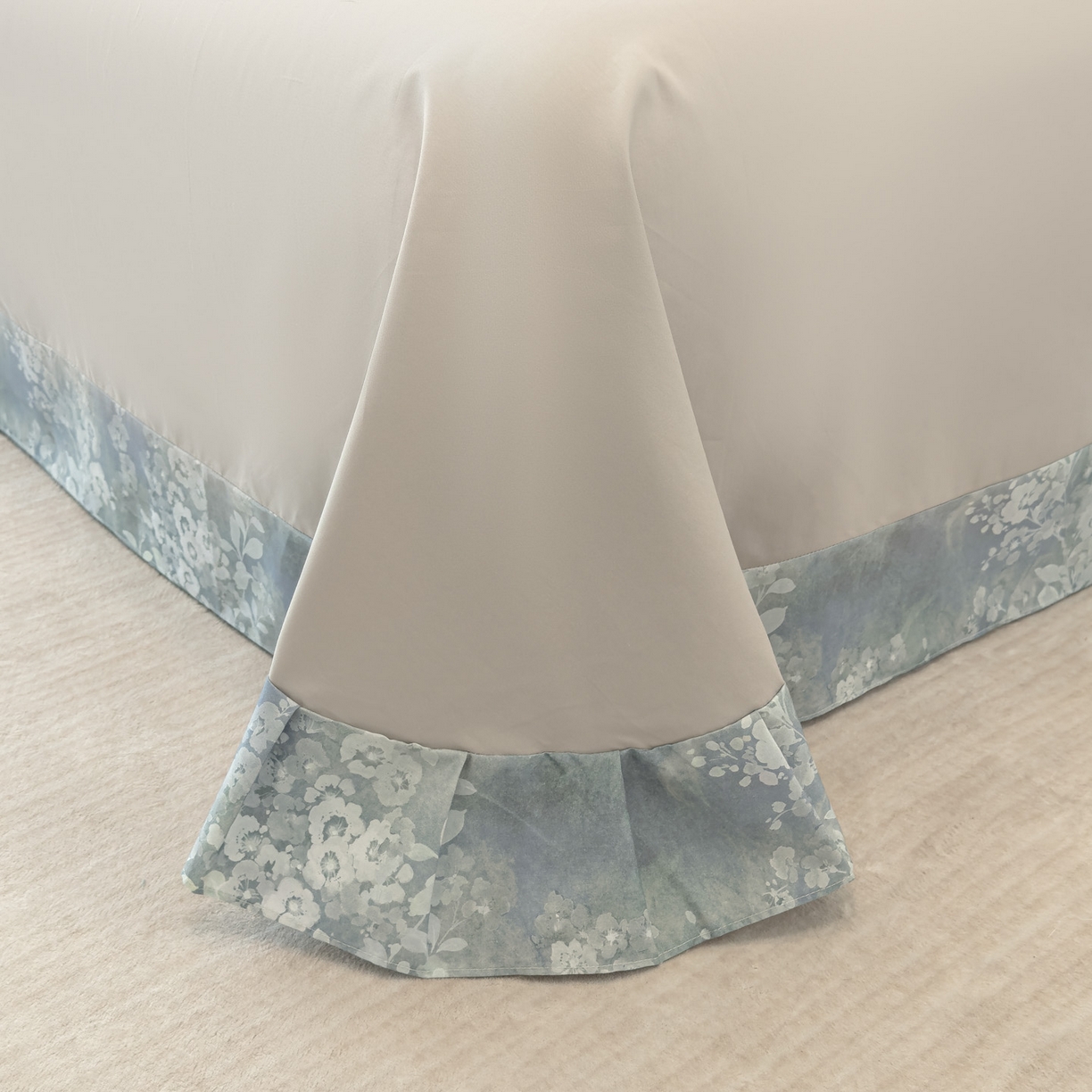 91家纺网 家纺一手货源 找家纺 洺兰家居 2025新款高支高密轻奢数码印花四件套长绒棉纯棉四件套 尘海-绿