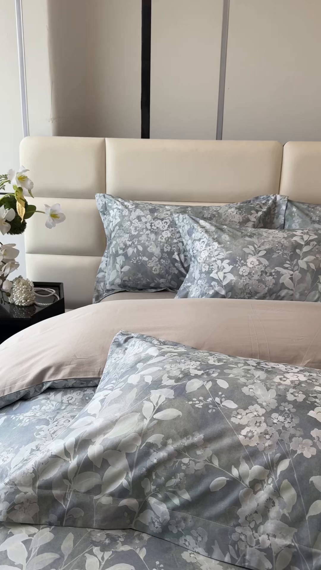 91家纺网 家纺一手货源 找家纺 洺兰家居 2025新款高支高密轻奢数码印花四件套长绒棉纯棉四件套 尘海-绿