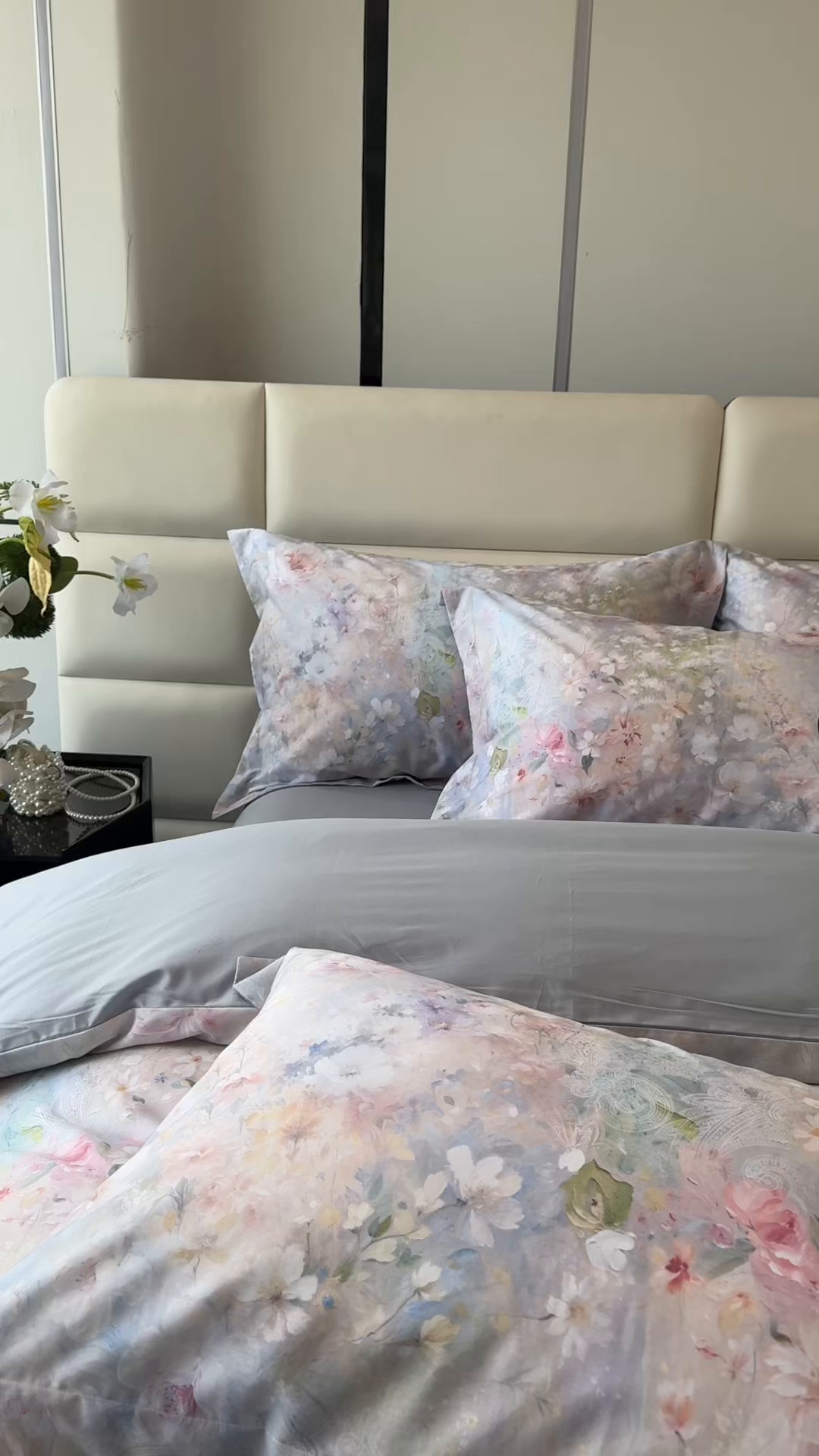 91家纺网 家纺一手货源 找家纺 洺兰家居 2025新款高支高密轻奢数码印花四件套长绒棉纯棉四件套 椿山絮-兰