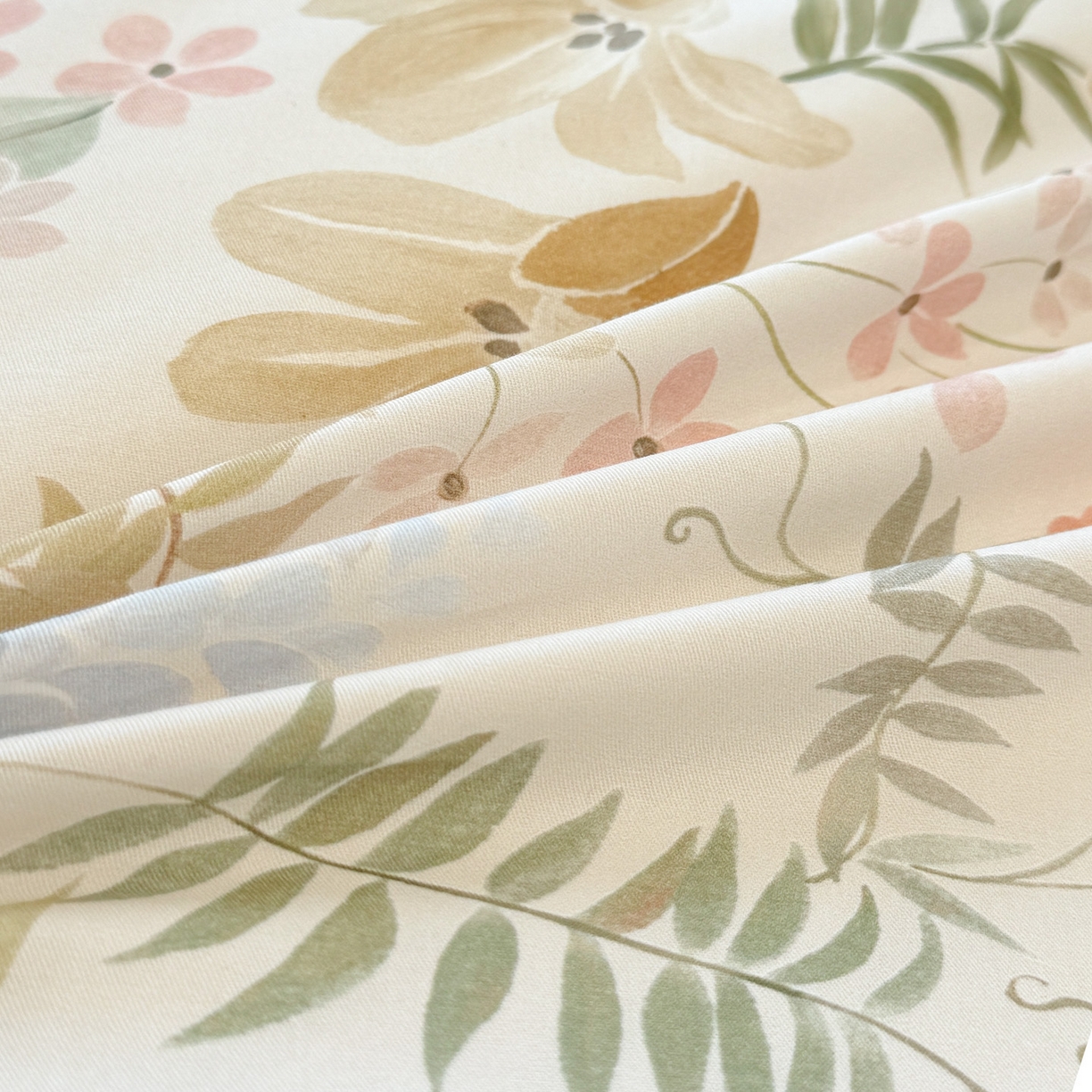 91家纺网 家纺一手货源 找家纺 洺兰家居 2025新款高支高密轻奢数码印花四件套长绒棉纯棉四件套 扶桑-绿