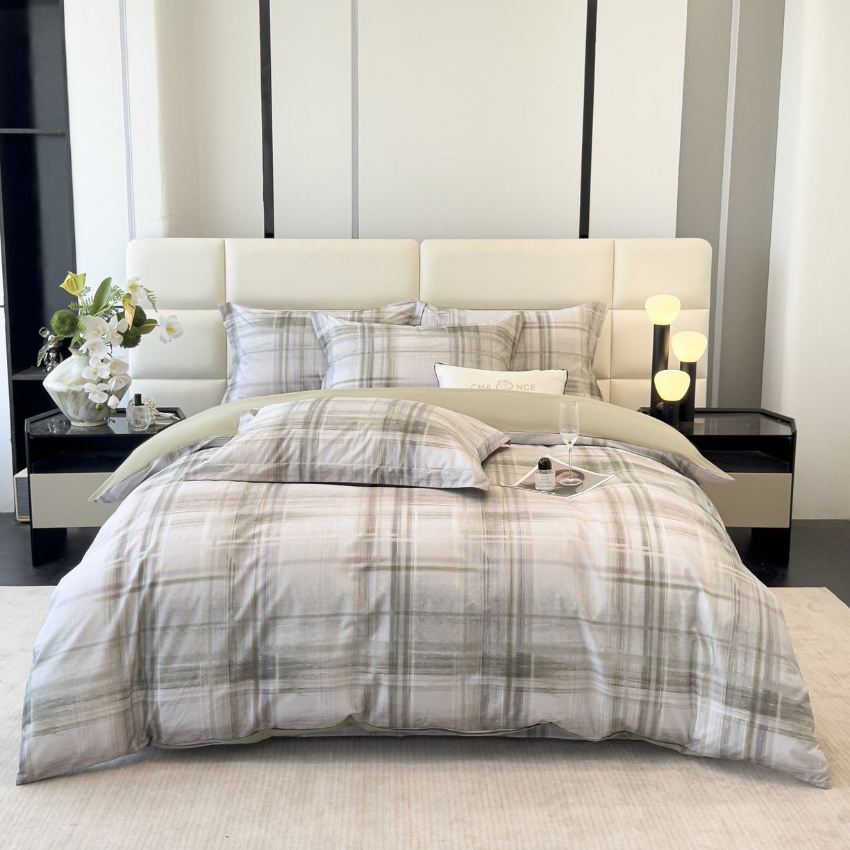 91家纺网 家纺一手货源 找家纺 洺兰家居 2025新款高支高密轻奢数码印花四件套长绒棉纯棉四件套 歌谣