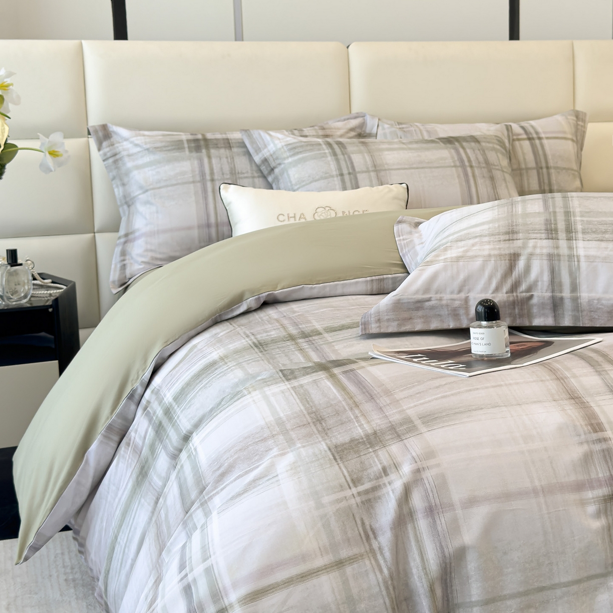 91家纺网 家纺一手货源 找家纺 洺兰家居 2025新款高支高密轻奢数码印花四件套长绒棉纯棉四件套 歌谣