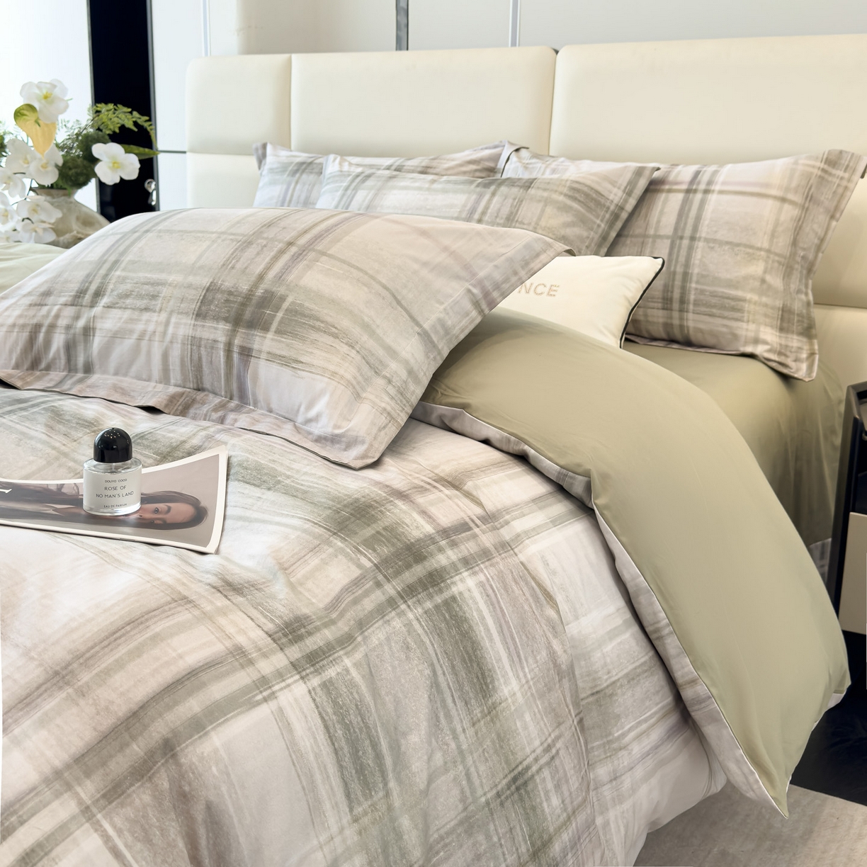 91家纺网 家纺一手货源 找家纺 洺兰家居 2025新款高支高密轻奢数码印花四件套长绒棉纯棉四件套 歌谣