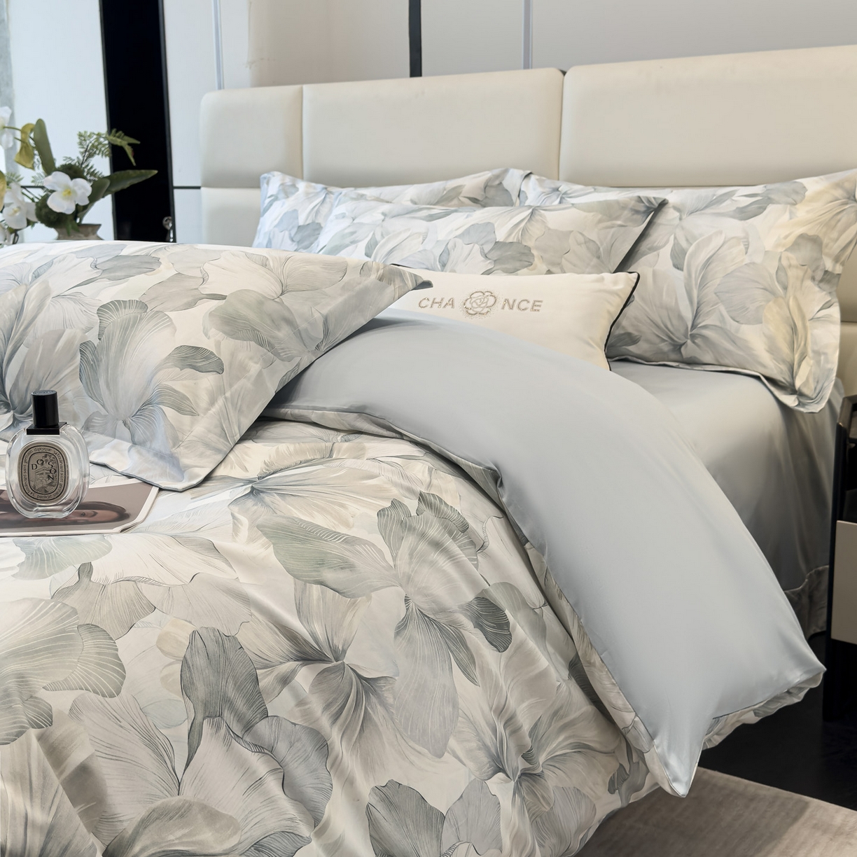 91家纺网 家纺一手货源 找家纺 洺兰家居 2025新款高支高密轻奢数码印花四件套长绒棉纯棉四件套 澜梦