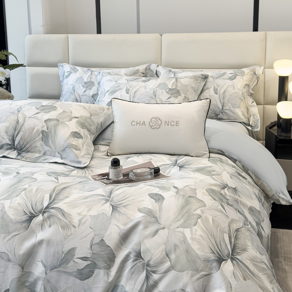 91家纺网 家纺一手货源 找家纺 洺兰家居 2025新款高支高密轻奢数码印花四件套长绒棉纯棉四件套 澜梦