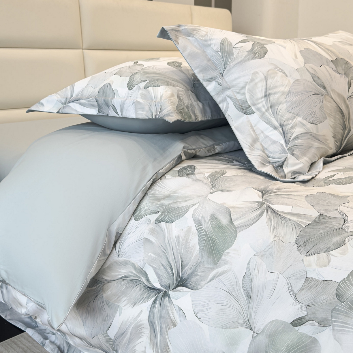 91家纺网 家纺一手货源 找家纺 洺兰家居 2025新款高支高密轻奢数码印花四件套长绒棉纯棉四件套 澜梦