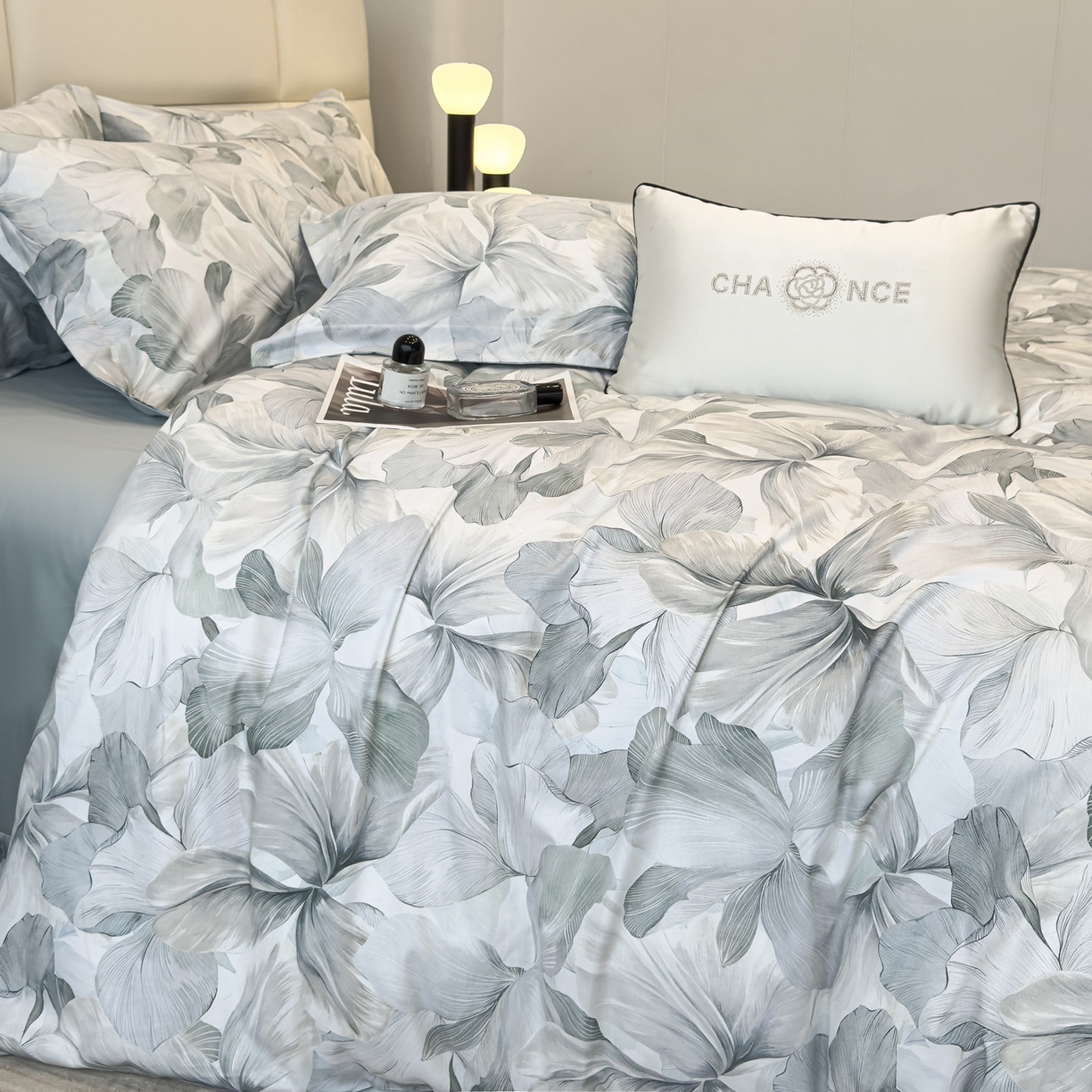 91家纺网 家纺一手货源 找家纺 洺兰家居 2025新款高支高密轻奢数码印花四件套长绒棉纯棉四件套 澜梦