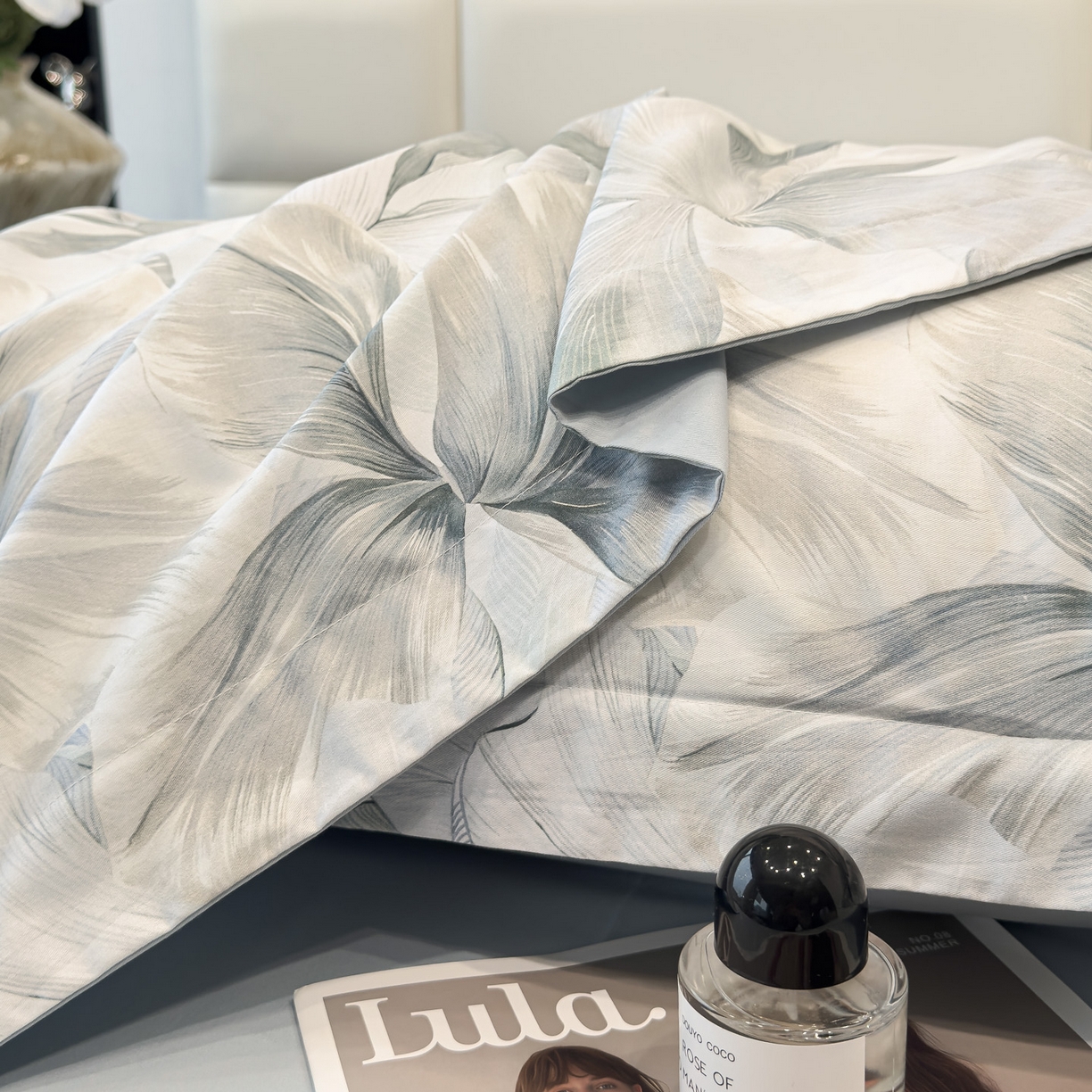 91家纺网 家纺一手货源 找家纺 洺兰家居 2025新款高支高密轻奢数码印花四件套长绒棉纯棉四件套 澜梦