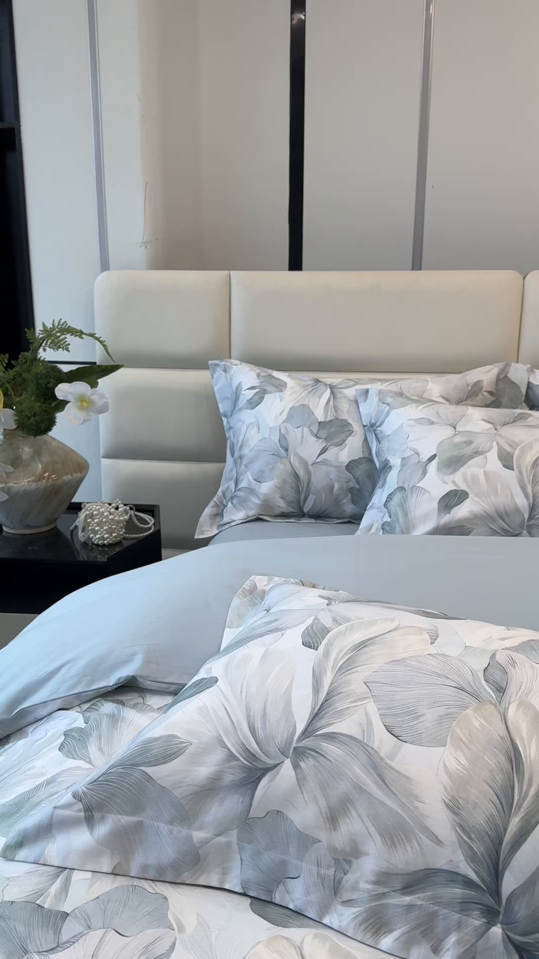 91家纺网 家纺一手货源 找家纺 洺兰家居 2025新款高支高密轻奢数码印花四件套长绒棉纯棉四件套 澜梦