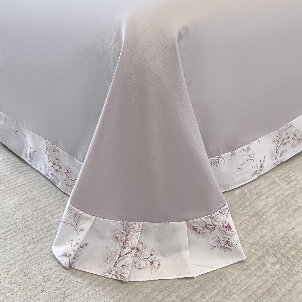 91家纺网 家纺一手货源 找家纺 洺兰家居 2025新款高支高密轻奢数码印花四件套长绒棉纯棉四件套 墨潮-紫