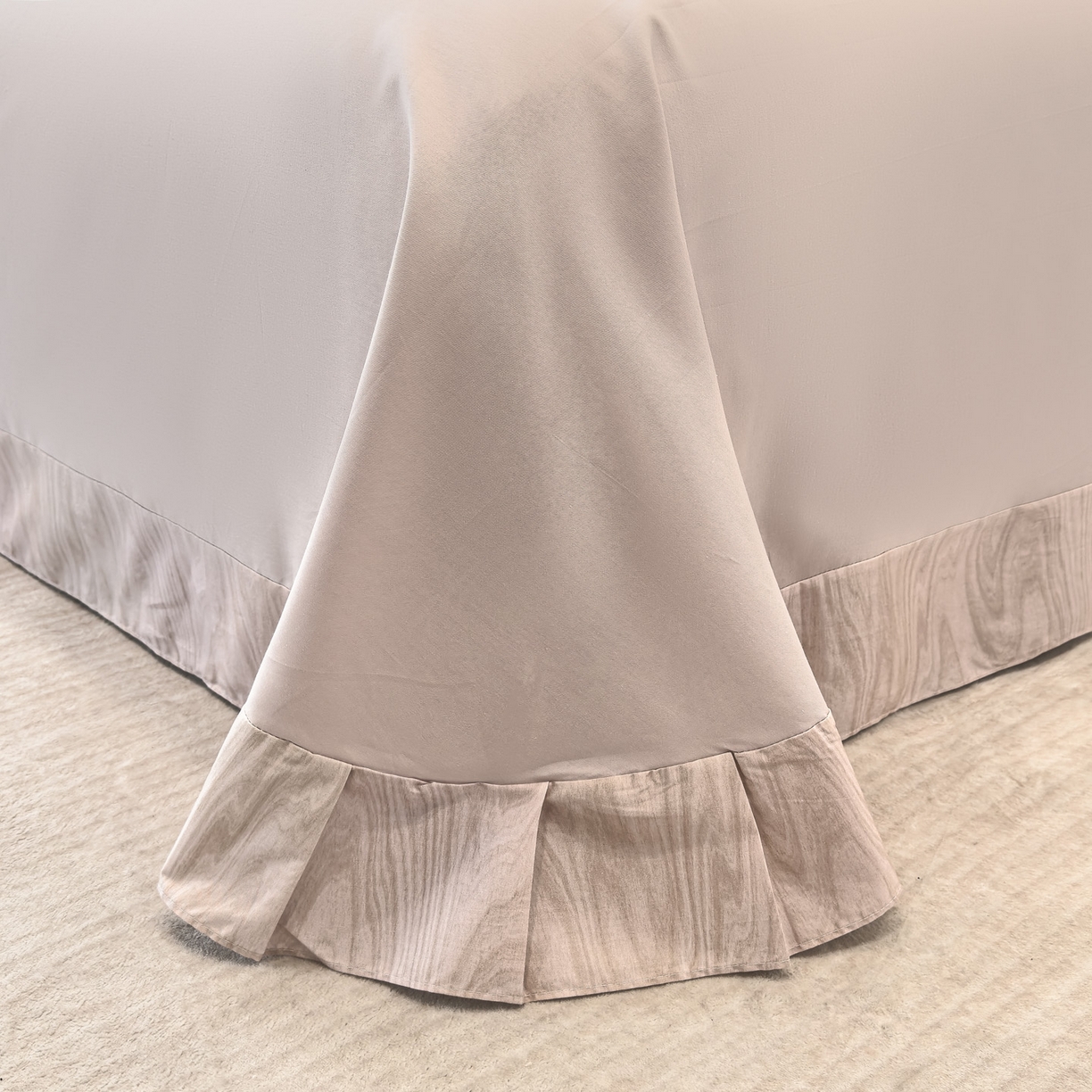 91家纺网 家纺一手货源 找家纺 洺兰家居 2025新款高支高密轻奢数码印花四件套长绒棉纯棉四件套 木纹-棕