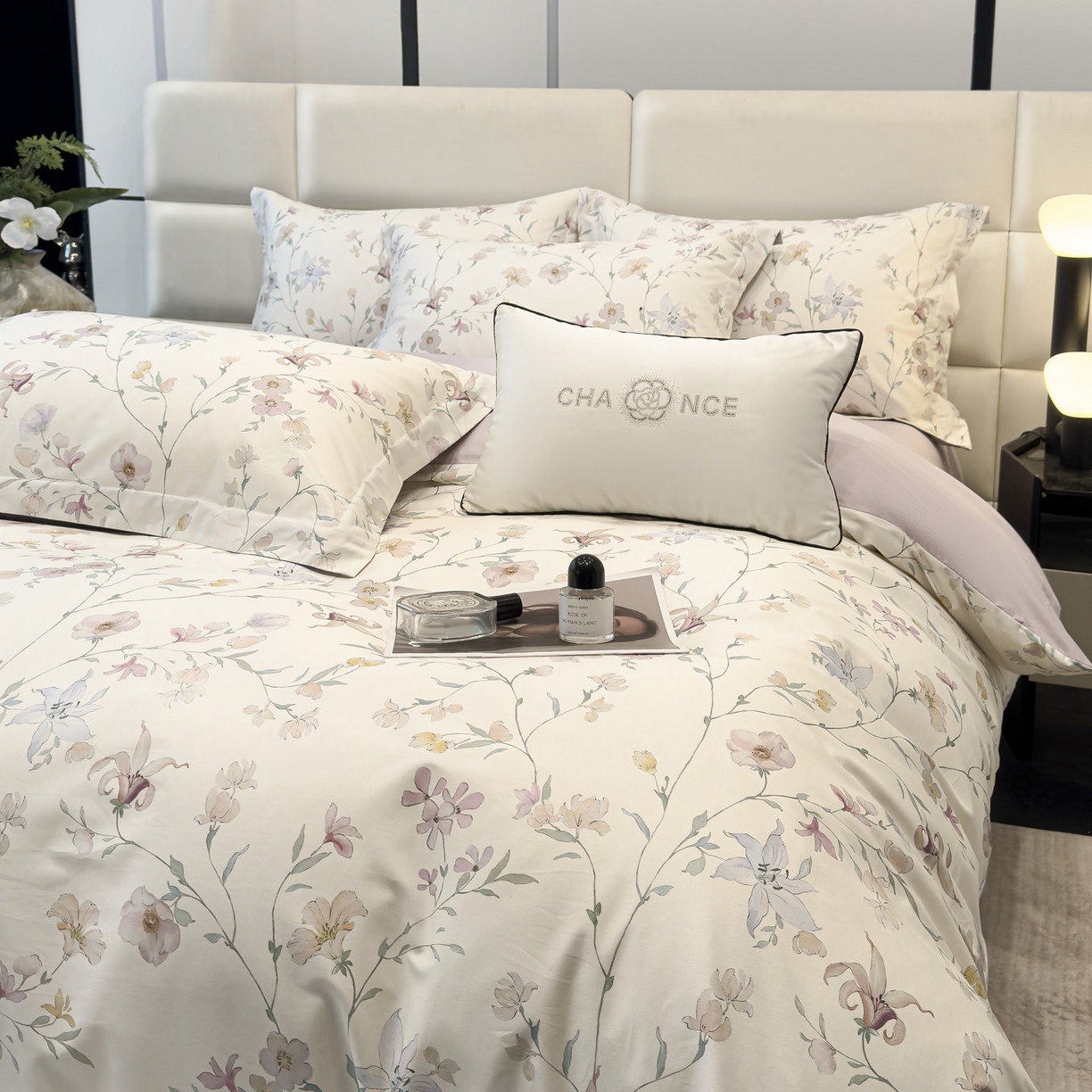 91家纺网 家纺一手货源 找家纺 洺兰家居 2025新款高支高密轻奢数码印花四件套长绒棉纯棉四件套 盛晨-米