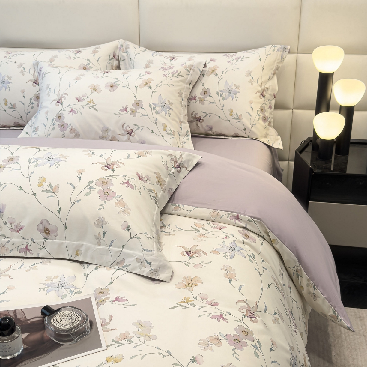 91家纺网 家纺一手货源 找家纺 洺兰家居 2025新款高支高密轻奢数码印花四件套长绒棉纯棉四件套 盛晨-米