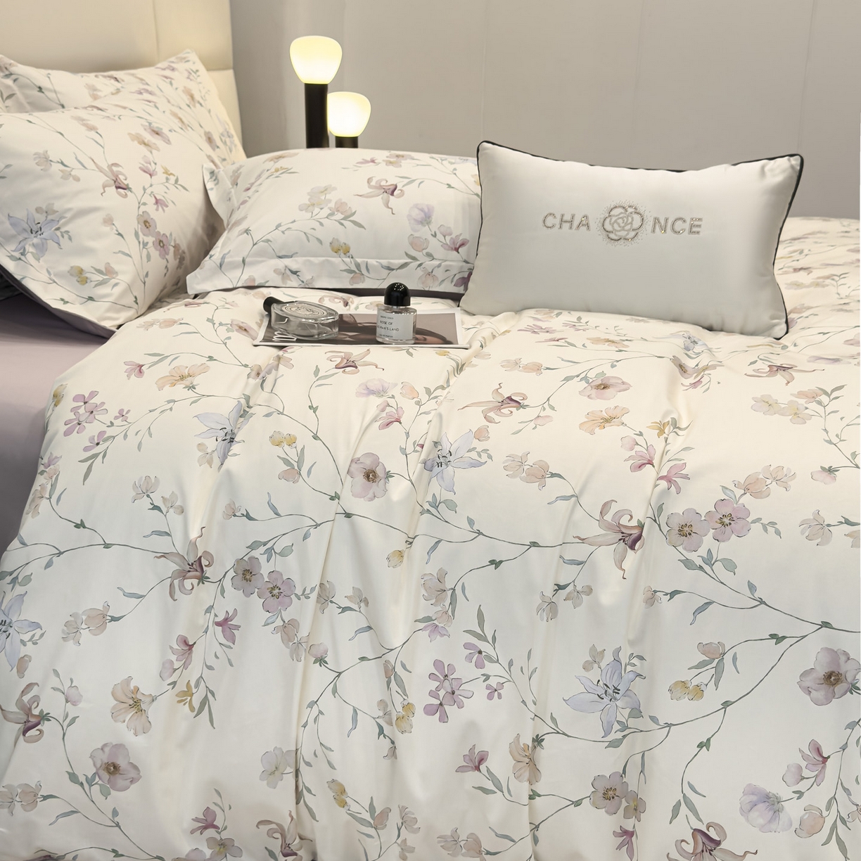 91家纺网 家纺一手货源 找家纺 洺兰家居 2025新款高支高密轻奢数码印花四件套长绒棉纯棉四件套 盛晨-米