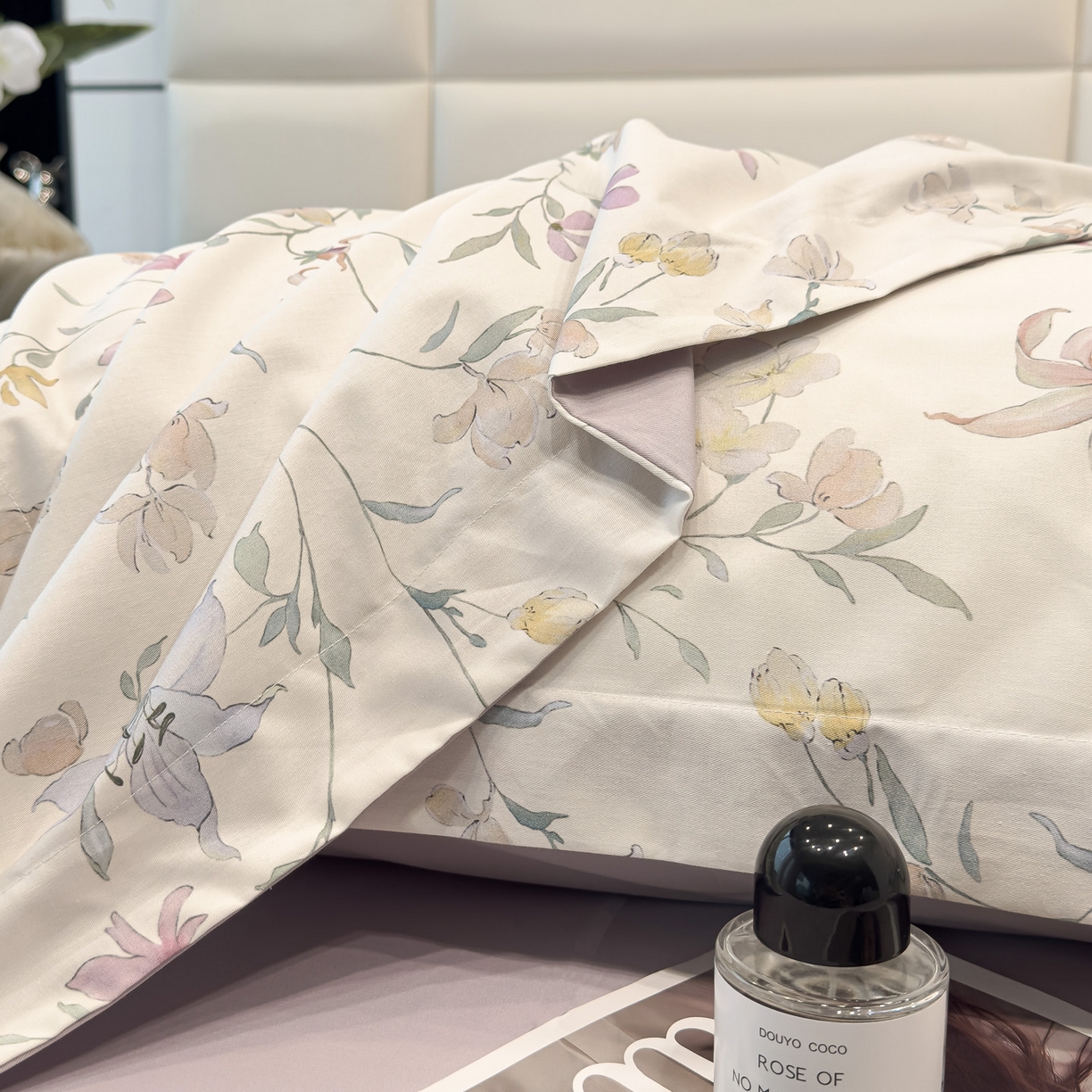 91家纺网 家纺一手货源 找家纺 洺兰家居 2025新款高支高密轻奢数码印花四件套长绒棉纯棉四件套 盛晨-米