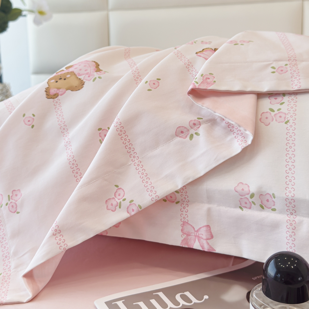 91家纺网 家纺一手货源 找家纺 洺兰家居 2025新款高支高密轻奢数码印花四件套长绒棉纯棉四件套 童趣-粉