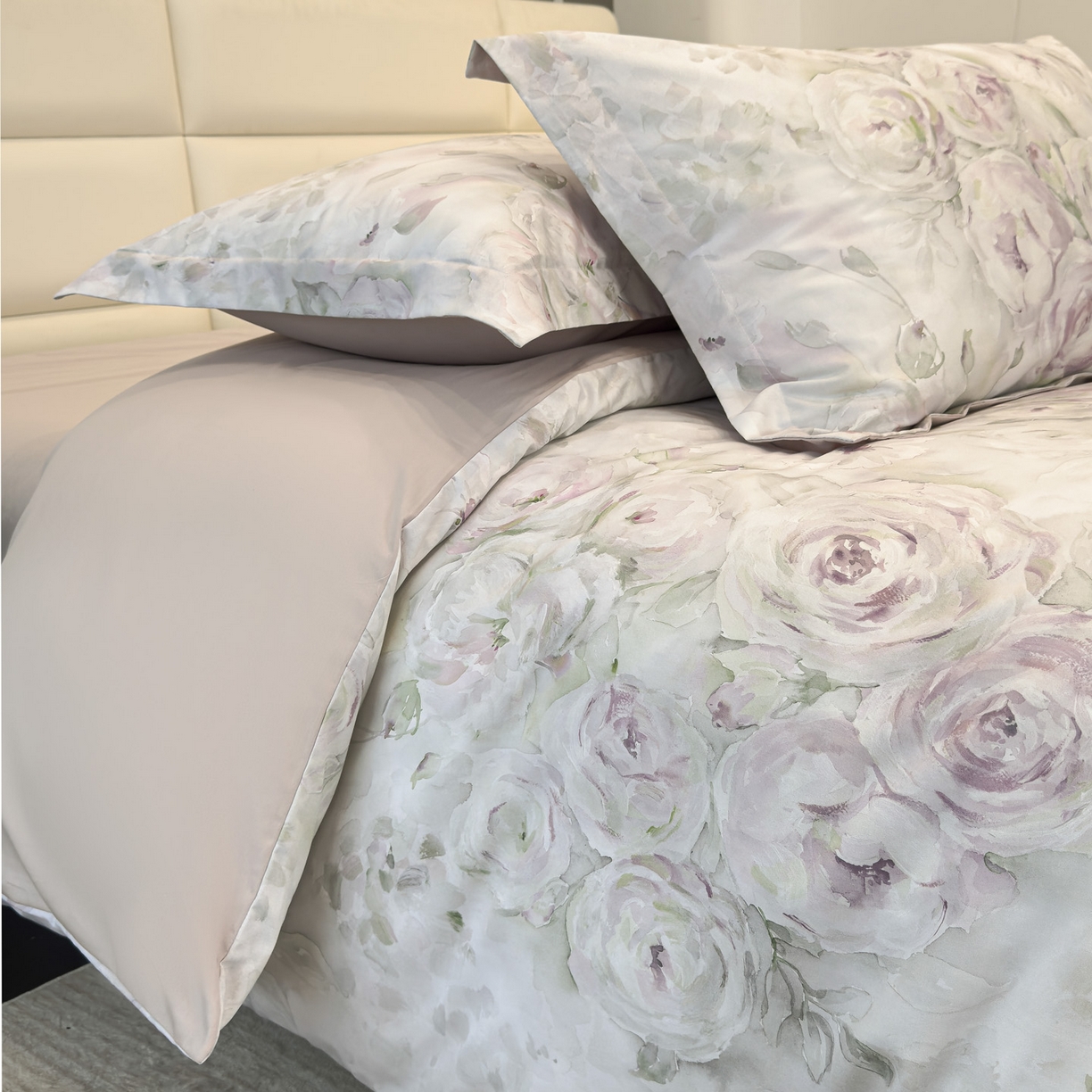 91家纺网 家纺一手货源 找家纺 洺兰家居 2025新款高支高密轻奢数码印花四件套长绒棉纯棉四件套 惜花芷