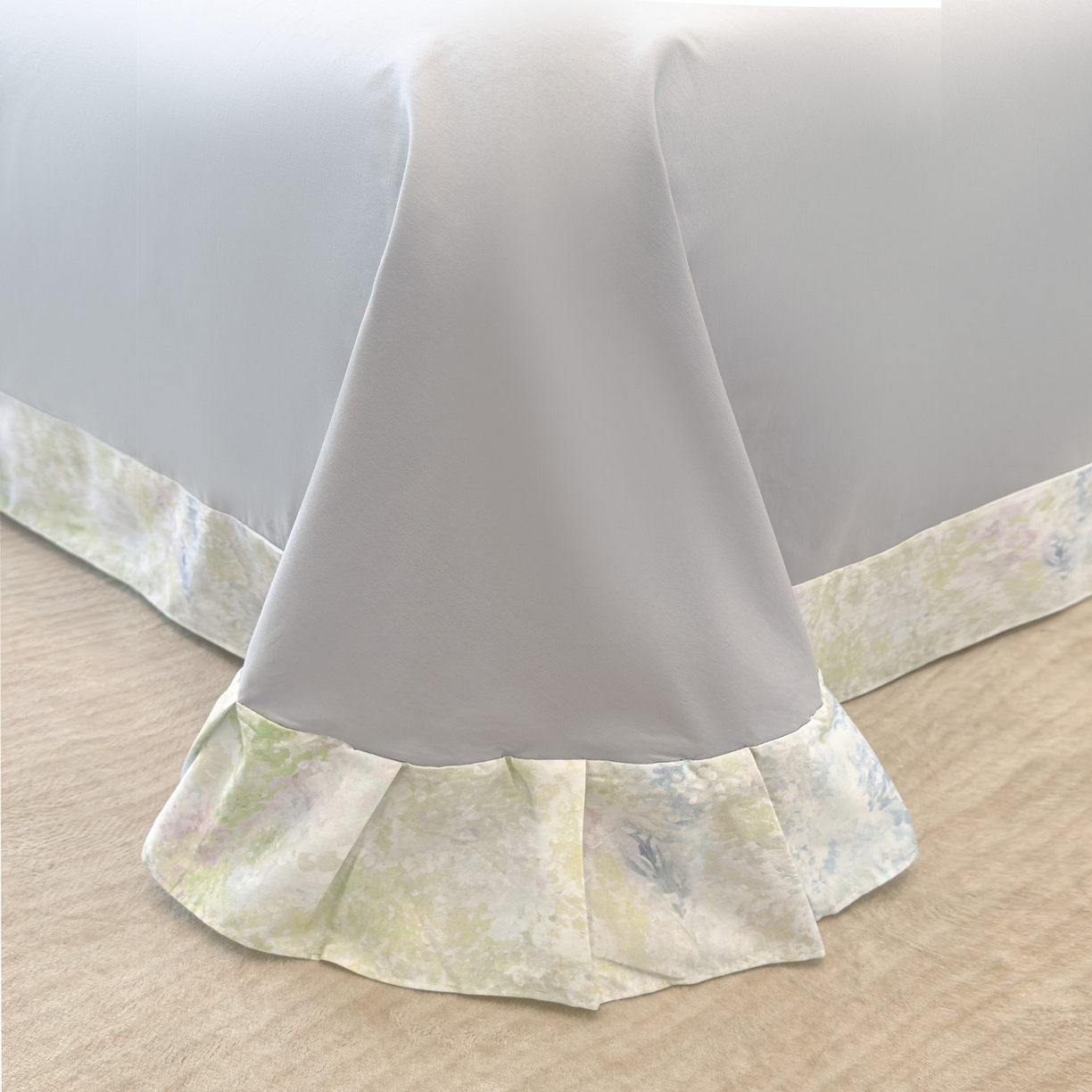 91家纺网 家纺一手货源 找家纺 洺兰家居 2025新款高支高密轻奢数码印花四件套长绒棉纯棉四件套 絮扑帘-绿