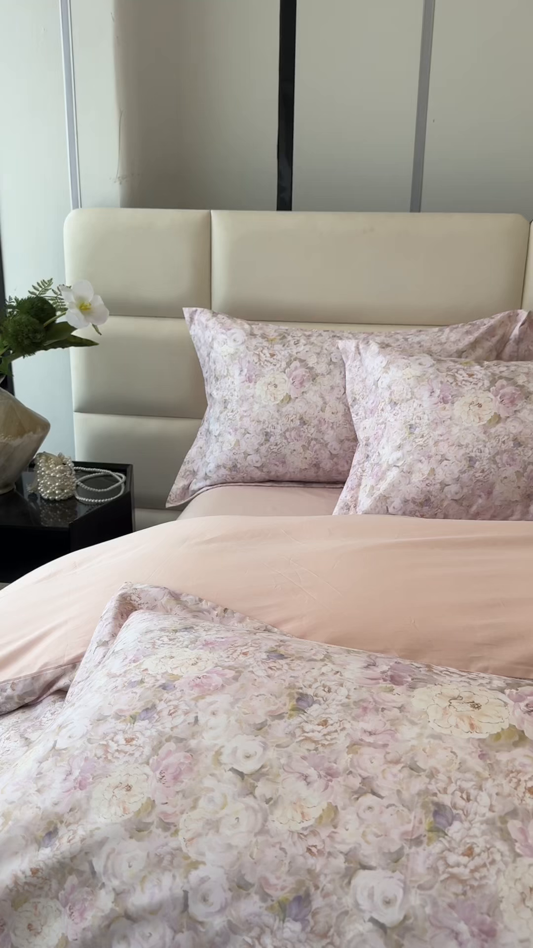 91家纺网 家纺一手货源 找家纺 洺兰家居 2025新款高支高密轻奢数码印花四件套长绒棉纯棉四件套 雅尚-粉