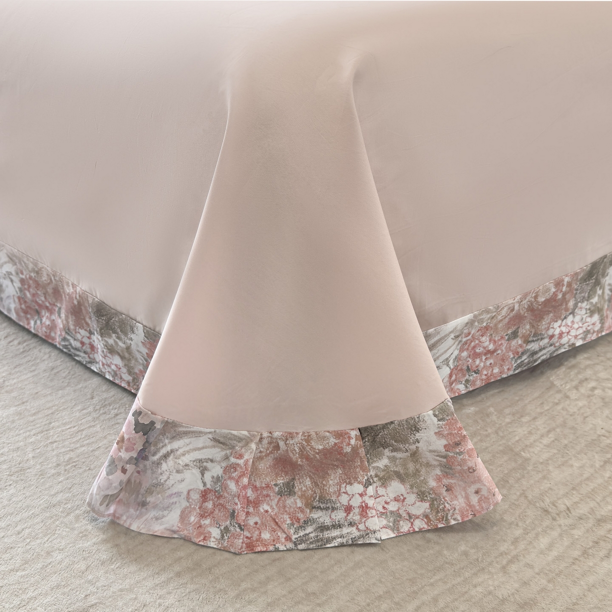 91家纺网 家纺一手货源 找家纺 洺兰家居 2025新款高支高密轻奢数码印花四件套长绒棉纯棉四件套 砚清迟-粉