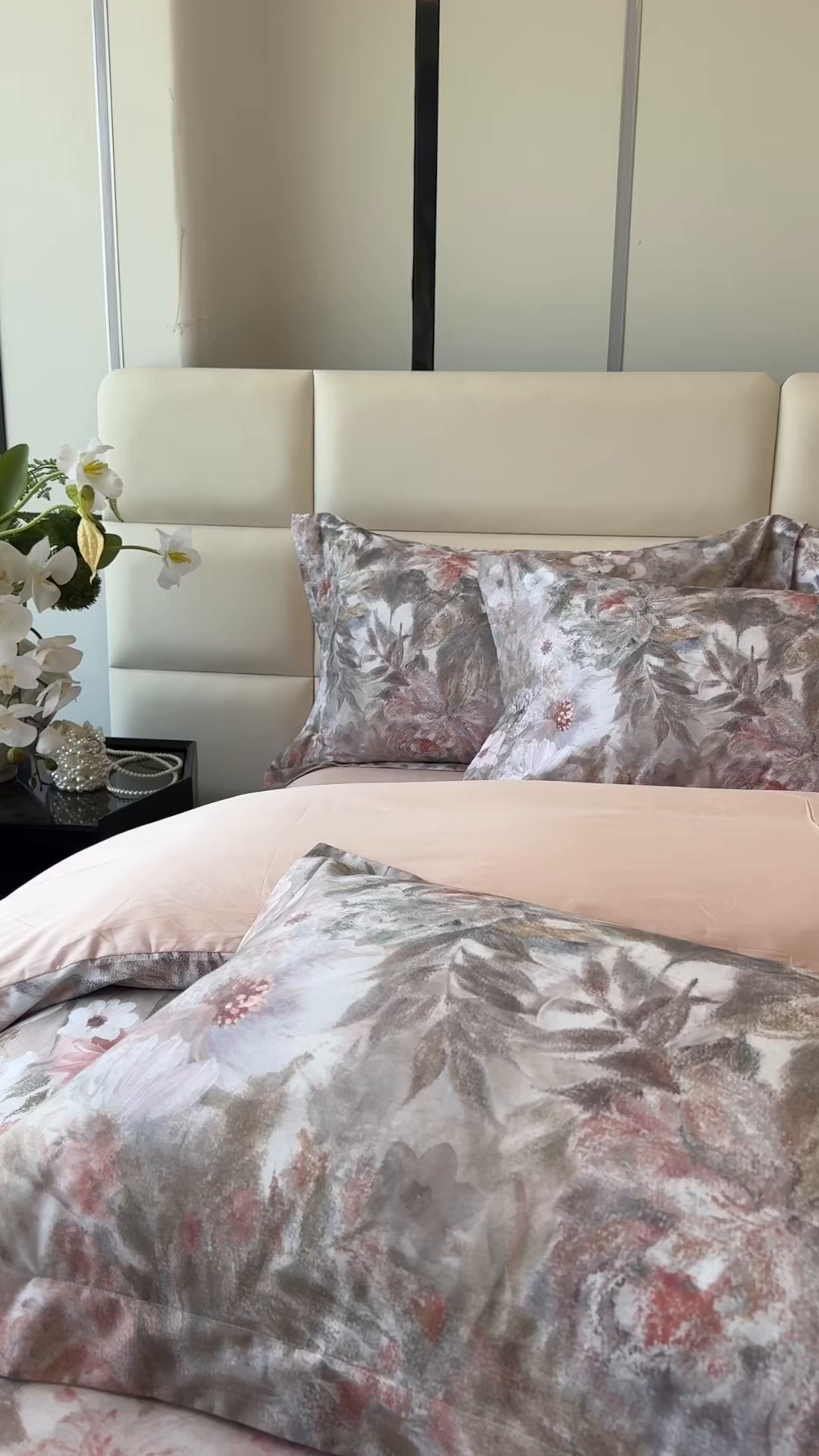 91家纺网 家纺一手货源 找家纺 洺兰家居 2025新款高支高密轻奢数码印花四件套长绒棉纯棉四件套 砚清迟-粉