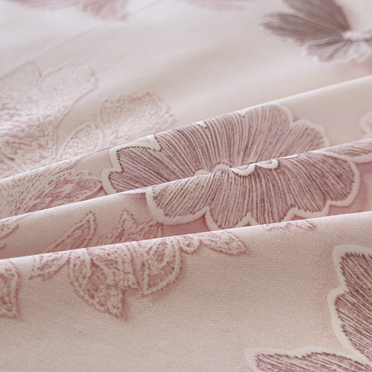 91家纺网 家纺一手货源 找家纺 洺兰家居 2025新款高支高密轻奢数码印花四件套长绒棉纯棉四件套 之简-粉