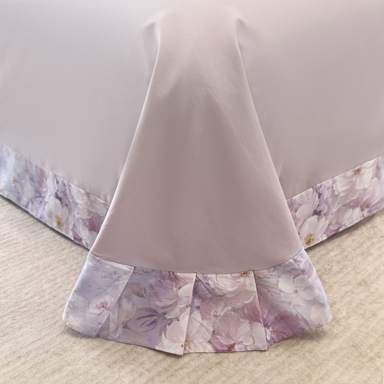 91家纺网 家纺一手货源 找家纺 洺兰家居 2025新款高支高密轻奢数码印花四件套长绒棉纯棉四件套 枝瑾-紫