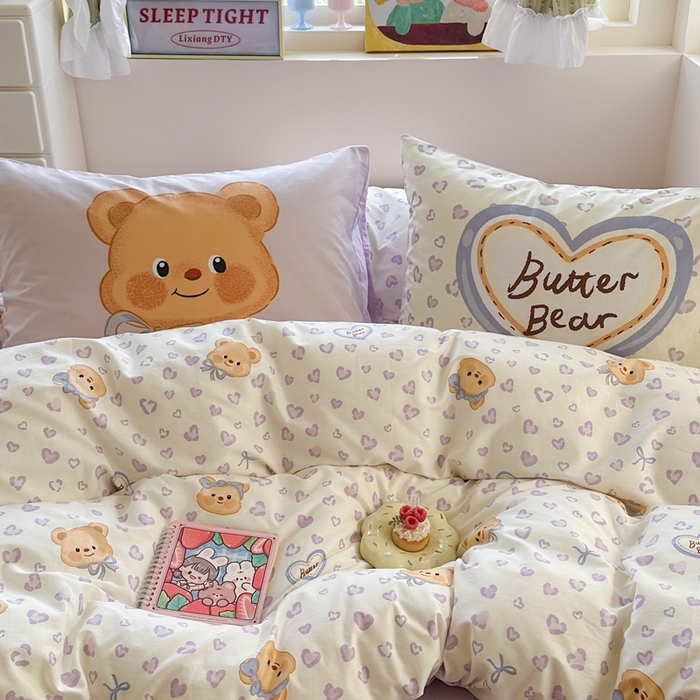 91家纺网 家纺一手货源 找家纺 （总）觅糖家纺 2025新款开学季40支13370全棉纯棉斜纹四件套