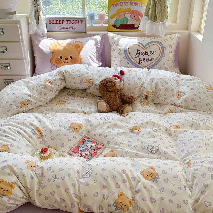 91家纺网 家纺一手货源 找家纺 （总）觅糖家纺 2025新款开学季40支13370全棉纯棉斜纹四件套