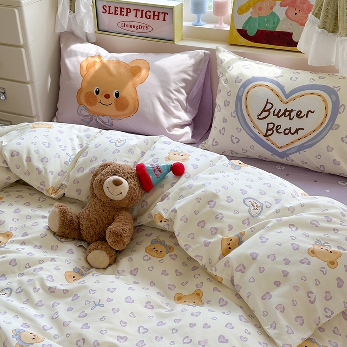 91家纺网 家纺一手货源 找家纺 （总）觅糖家纺 2025新款开学季40支13370全棉纯棉斜纹四件套