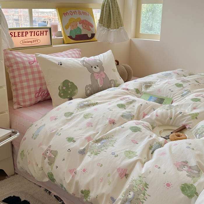 91家纺网 家纺一手货源 找家纺 （总）觅糖家纺 2025新款开学季40支13370全棉纯棉斜纹四件套