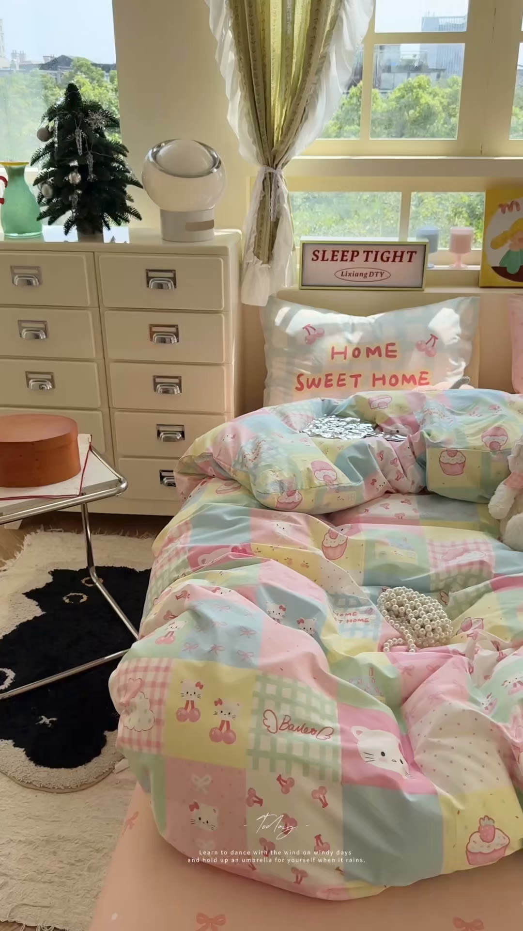 91家纺网 家纺一手货源 找家纺 觅糖家纺 2025新款开学季40支13370全棉纯棉斜纹四件套 多巴胺猫