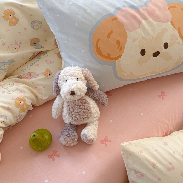 91家纺网 家纺一手货源 找家纺 觅糖家纺 2025新款开学季40支13370全棉纯棉斜纹四件套 奶油泰迪