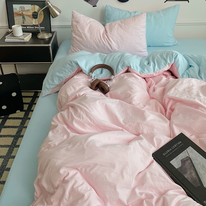 91家纺网 家纺一手货源 找家纺 梦卓家纺 2025爆款ins风超柔褶皱亲肤磨毛水洗棉四件套 草莓冰