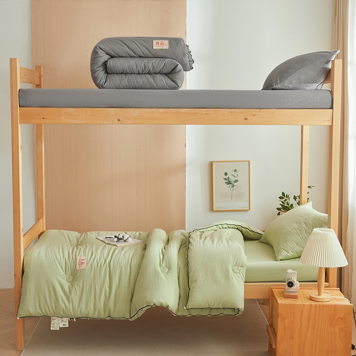 91家纺网 家纺一手货源 找家纺 熙宴家纺 2025新款水洗棉嵌绳款100%新疆棉花被 豆绿