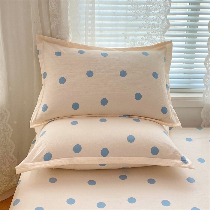 91家纺网 家纺一手货源 找家纺 梦舒羽 2025新款双层纱枕套宿舍学生单只枕芯套枕头内胆套一对装-缤纷波点 波点-浅天蓝