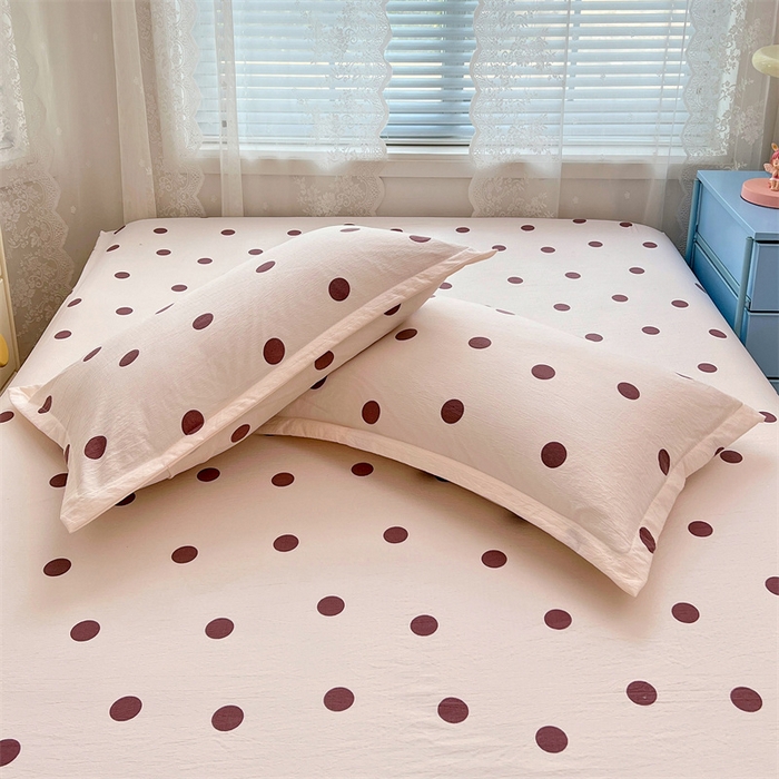 91家纺网 家纺一手货源 找家纺 梦舒羽 2025新款双层纱枕套宿舍学生单只枕芯套枕头内胆套一对装-缤纷波点 波点-咖啡色